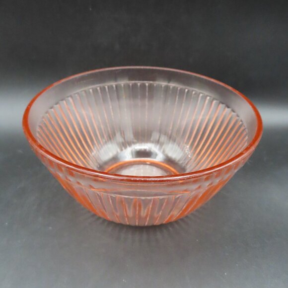 Set of 2, Vintage Pink Depression Glass Ribbed Cereal / Snack/ Soup Bowl - Picture 4 of 9